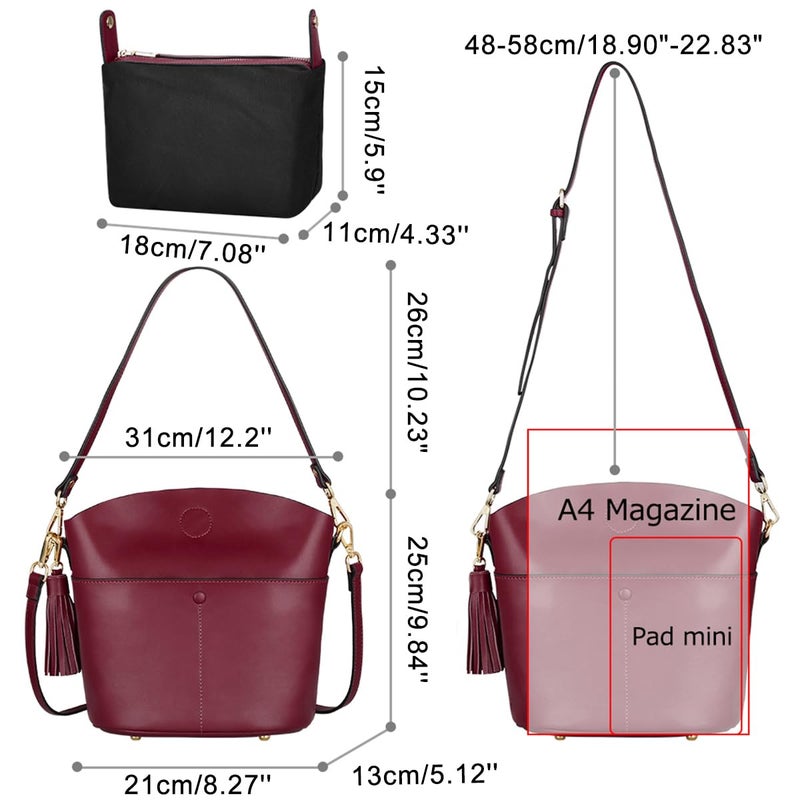 S-ZONE Women Cowhide Genuine Leather Small Crossbody Bag Shoulder Purse Handbag - Image 5